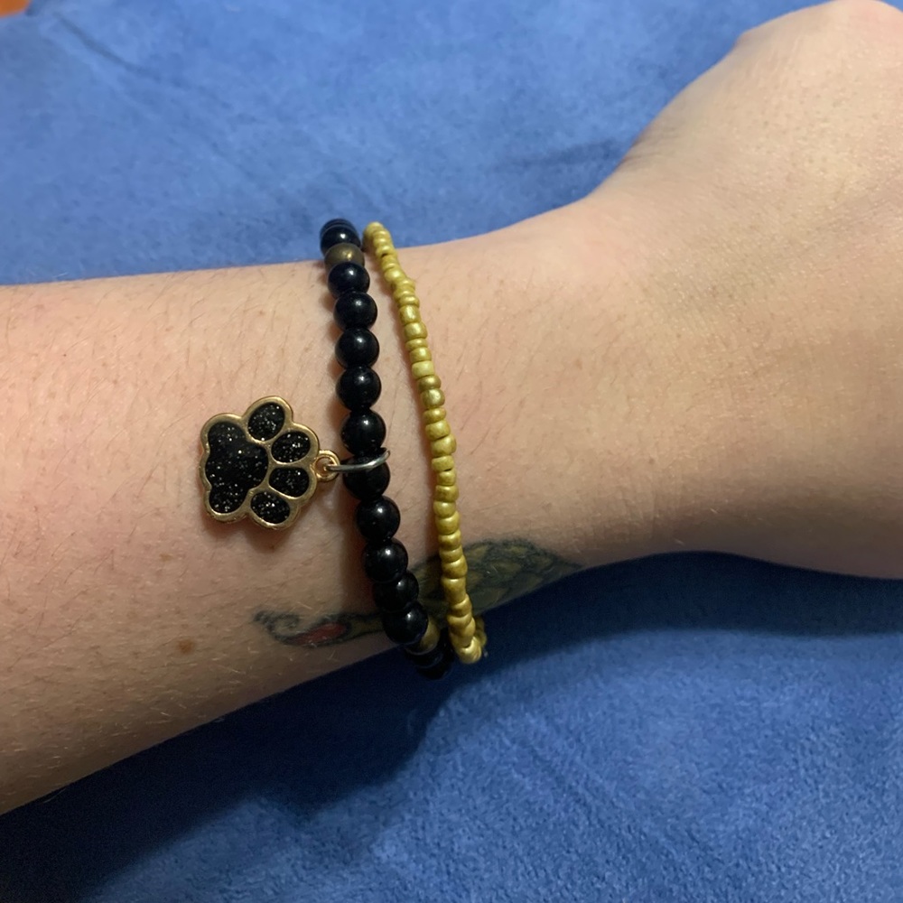 Paw Print Bracelet Jewelry for pet owner dog anklet stretchy cute glitter
